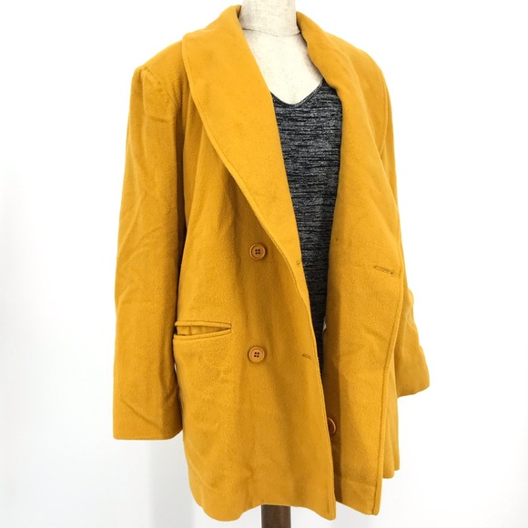 Vintage Jackets & Blazers - Vintage Herman Kay 14 / 16 Mustard Yellow Coat